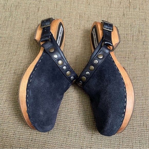 Steve Madden black suede wood mule clogs 7 - Picture 3 of 9